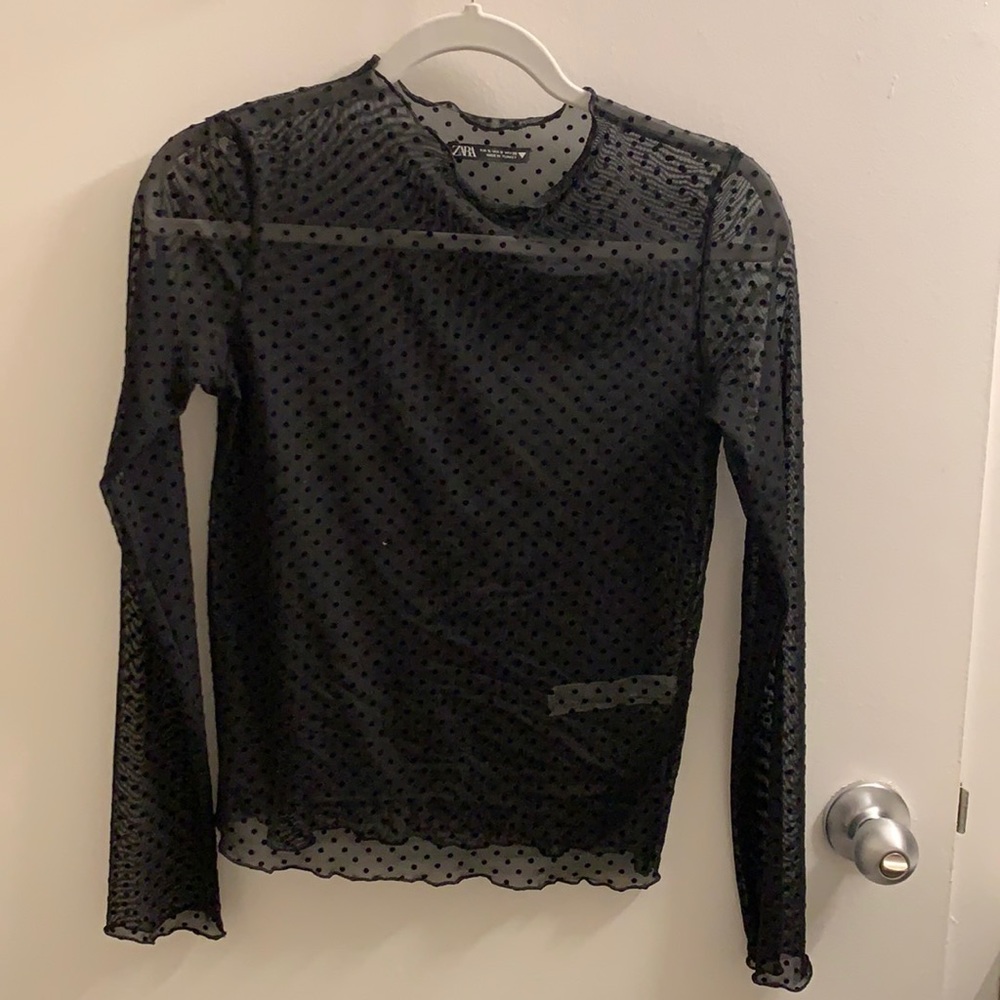 Zara black see through dot long sleeve